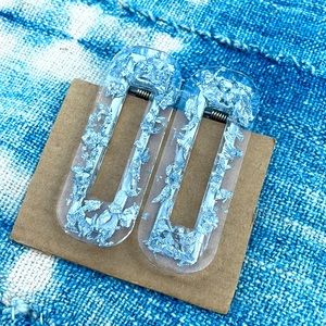 Silver Foil Clear Resin Clips